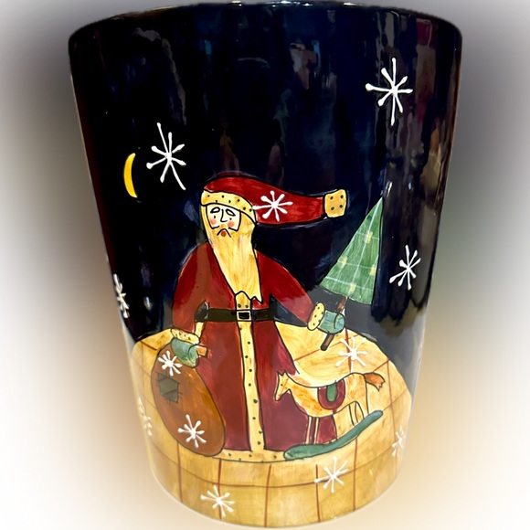 NEW VTG RARE CIC CERAMIC SANTA CLAUS APOTHECARY TRASH WAIST BASKET PUNCH BOWL - Picture 8 of 9